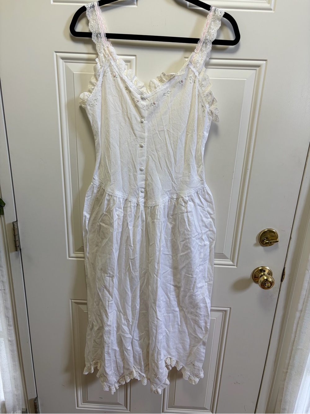 Vtg Victoria secret White cotton slip dress elegant nightgown cottagecore S/M
